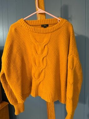 J. Crew Cable Knit Scoop-Neck Sweater in Mustard